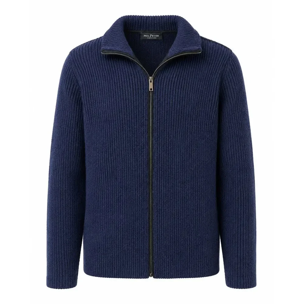 Phil Petter Austria Navy Wool Blend Zip Cardigan Jacket XL 48